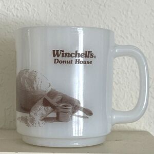 Winchell's Donut House White Glasbake Coffee Cup Mug Vintage Advertising Diner